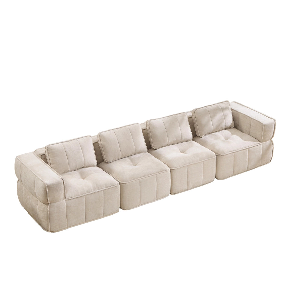 Divano modulare 4 posti senza struttura 344x93x67 cm in poliestere beige