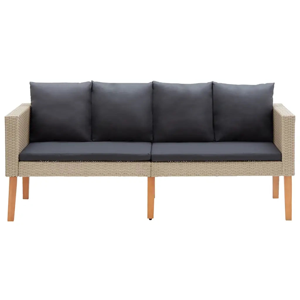 Divano da Giardino a 2 Posti con Cuscini in Polyrattan Beige 310215