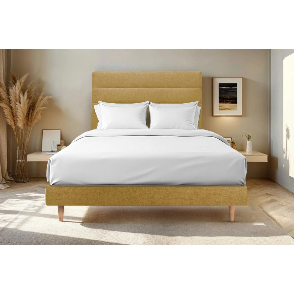 Letto 180x200 cm con testiera in linea - Tessuto Tela opaca