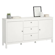 Credenza Whitney, Buffet da soggiorno, Madia da salotto, Dispensa da cucina, 151x38 h80 cm, Bianco