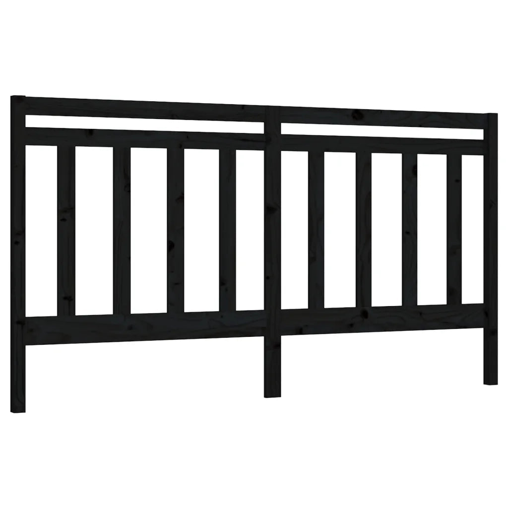 Testiera | Testata per Letto Nera 186x4x100 cm in Legno Massello di Pino