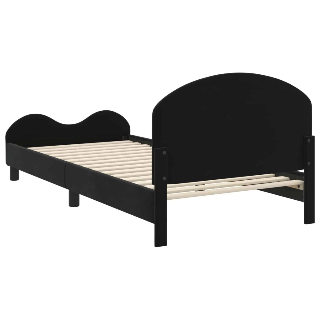 Struttura letto bambini con testata Nero 90 x 190 cm Velluto 42011122