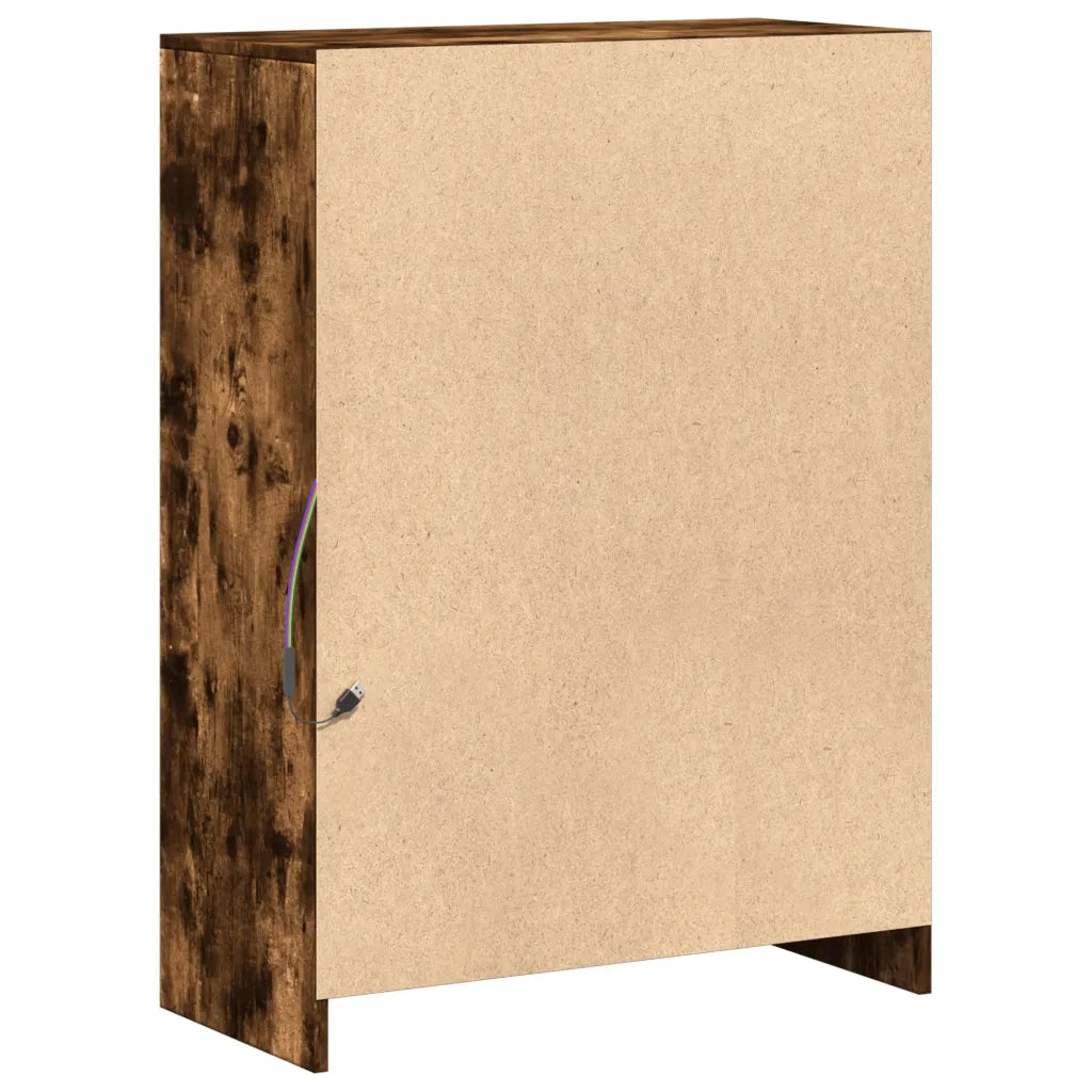 Credenza con LED-Buffet-Armadio da cucina Rovere Fumo 72x34x100 cm in Legno Multistrato