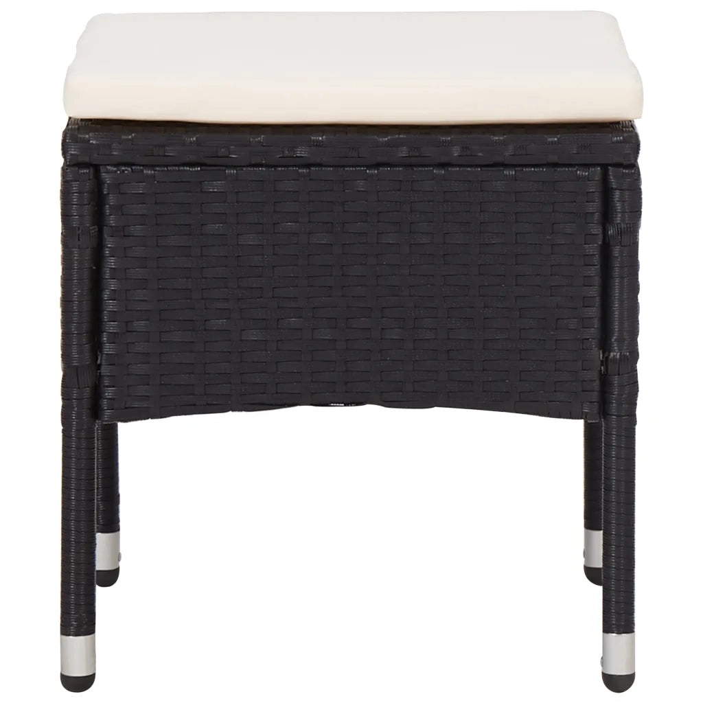 Set Mobili da Pranzo per Giardino 5 pz | Set Salotto da Giardino Nero Polyrattan e Vetro