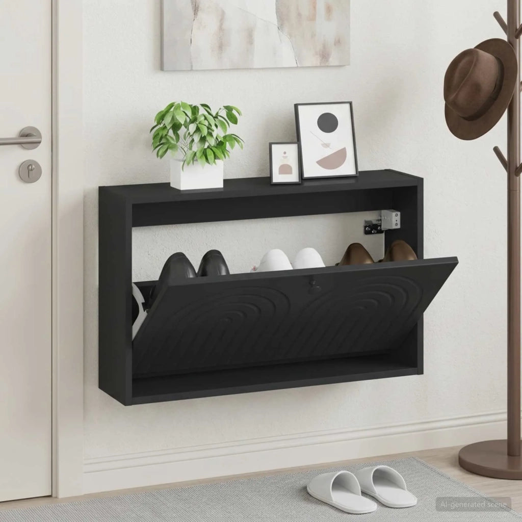 Mobiletto per Scarpe da Muro ALKMAAR 71 x 17 x 43 cm Nero 896186