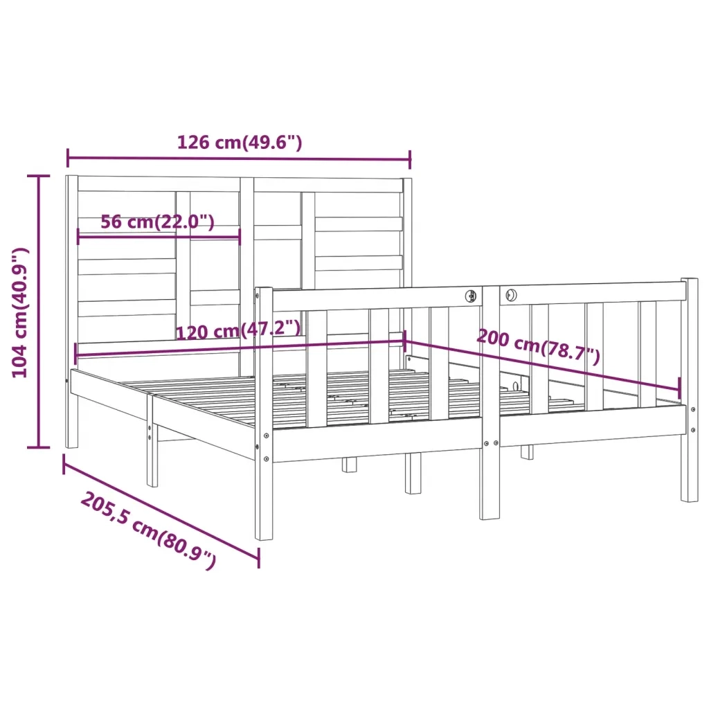 Giroletto senza Materasso-Struttura Letto Bianco 120x200 cm Legno Massello Pino 706415
