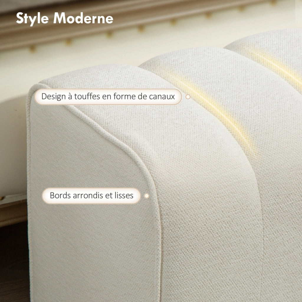 Pouf imbottito per letto ¨C zephmum ¨C crema 110x40x44 cm