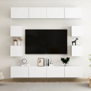 Set Mobili Porta TV 8 pz Bianco in Legno Multistrato 3078649