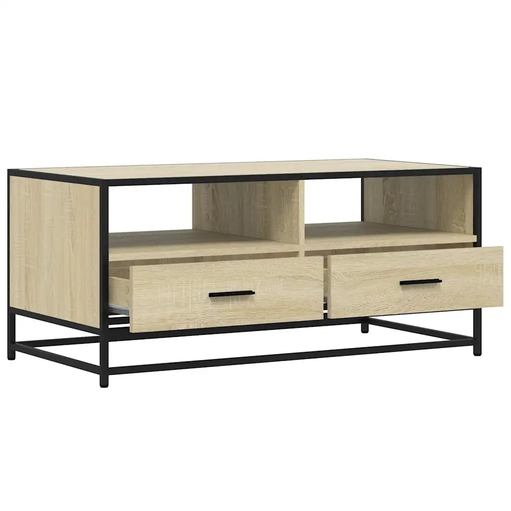 Tavolino Rovere Sonoma 100x50x45 cm Legno Multistrato e Metallo
