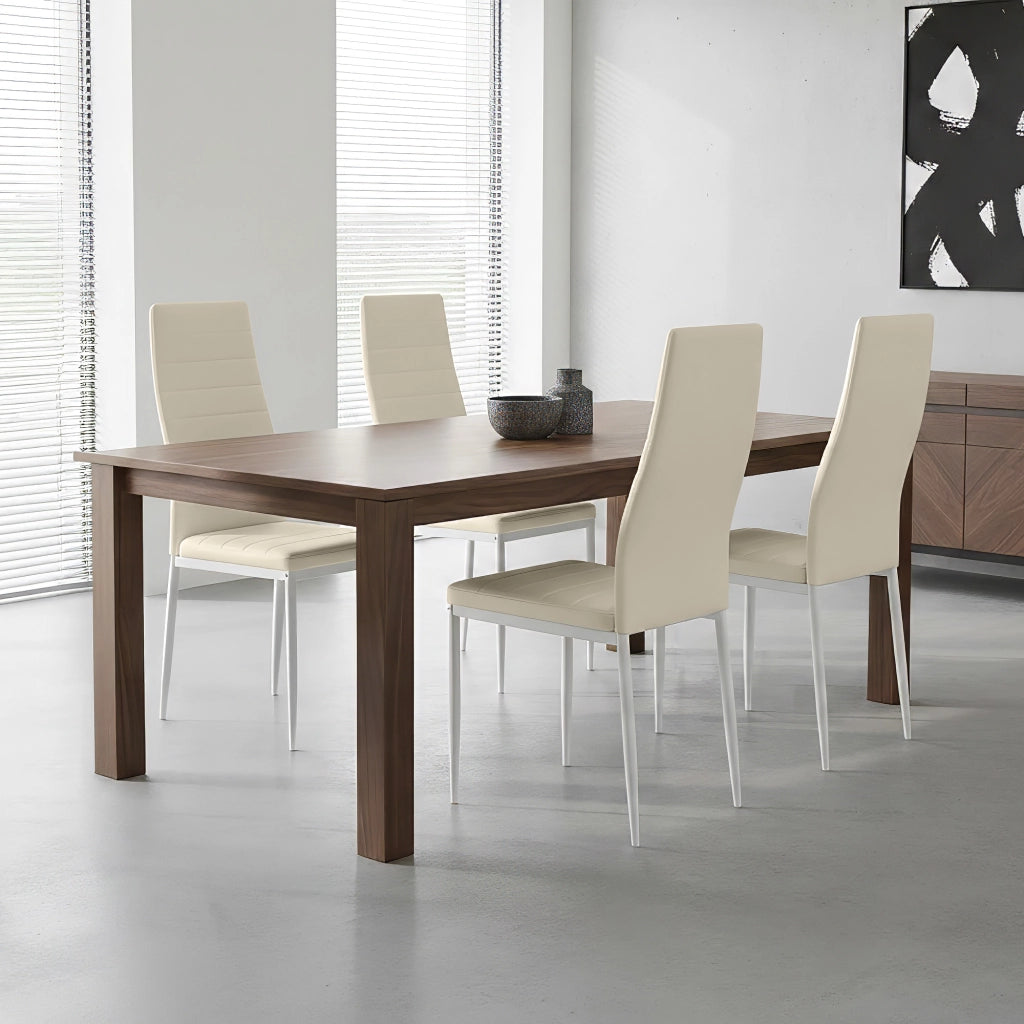 Set Sedie da Pranzo 4 o 6 Pezzi, Sedie Moderne Imbottite per Cucina Soggiorno Sala da Pranzo, Facile Montaggio con Gambe Robuste, Rivestimento in Pelle Sintetica  Beige - 4 Pezzi