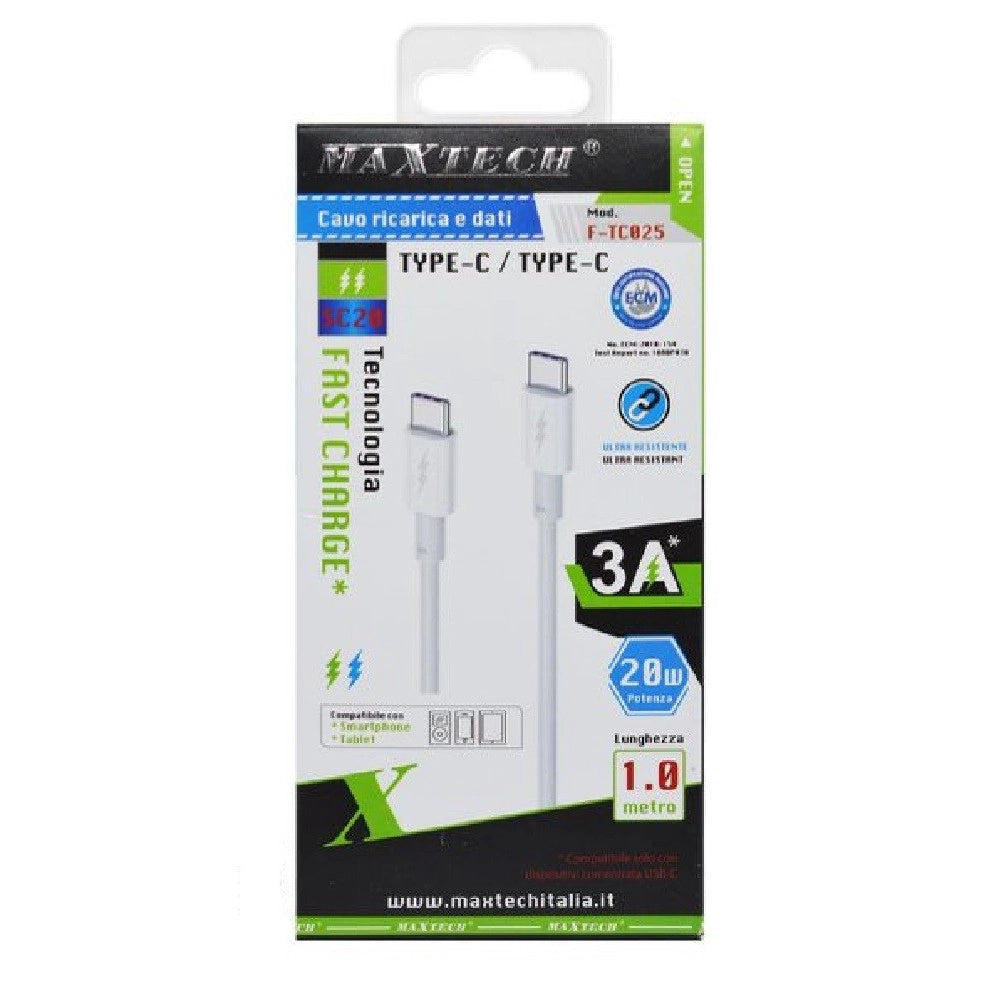 Trade Shop - Cavo Type-c /type-c Ricarica Veloce 3a 1mt Trasferimento Dati Smartphone F-tc025 -