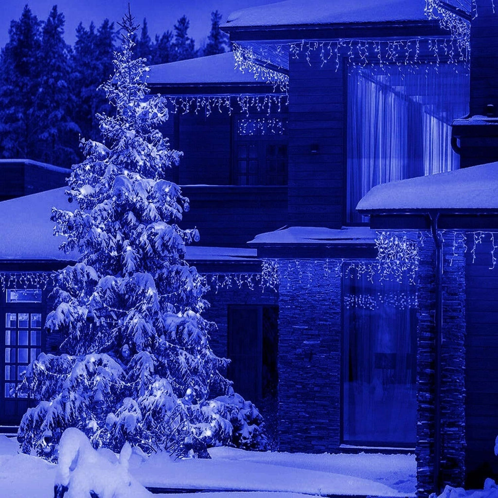 Tenda luminosa Luce Natale da esterno 380 led Blu e Bianco 10 MT Prolungabili