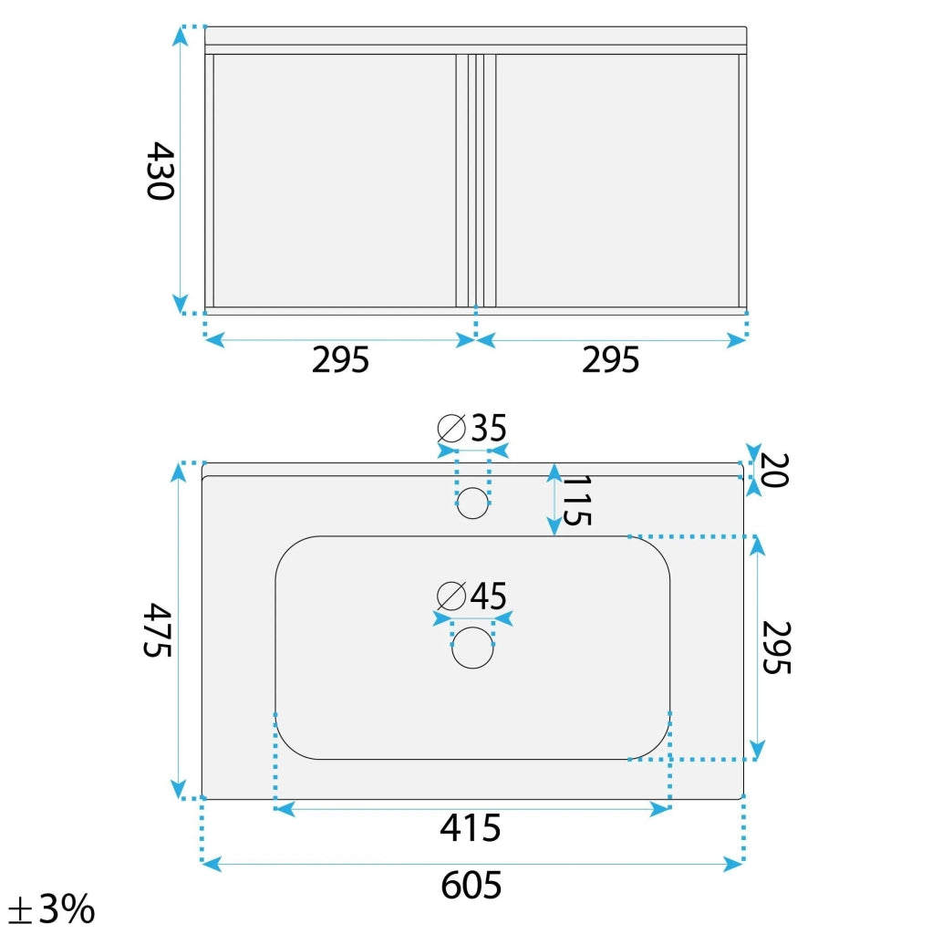 Set Di Mobili Da Bagno Con Lavabo Gama T25023 Qhm 60cm