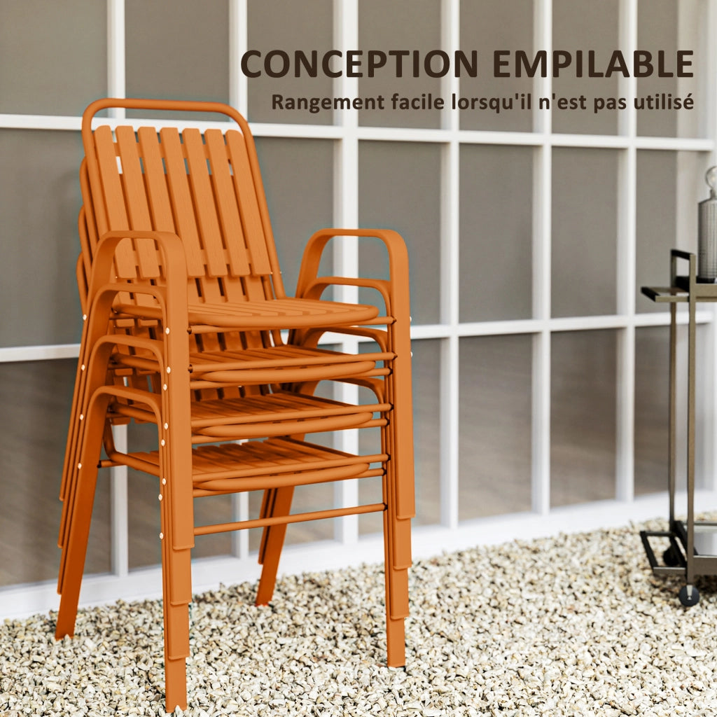 Sedia da giardino impilabile con schienale alto e braccioli ¨C zephmum ¨C acciaio 56x66x91cm arancione