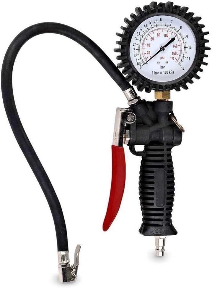 MANOMETRO PISTOLA COMPRESSORE GONFIAGGIO SGONFIAGGIO PER ARIA RUOTE AUTO A830043
