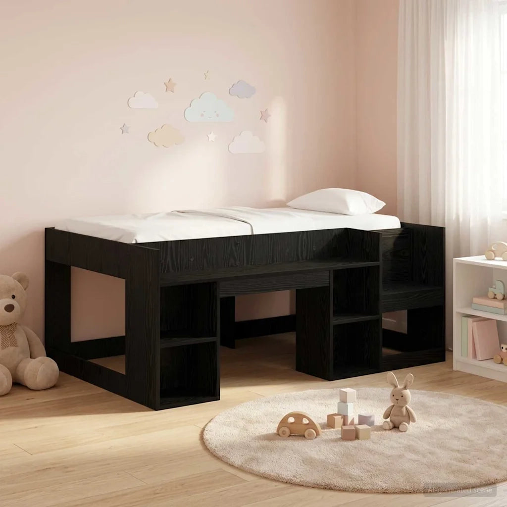 Telaio del letto con storage Rovere Nero 80 x 160 cm 3422620