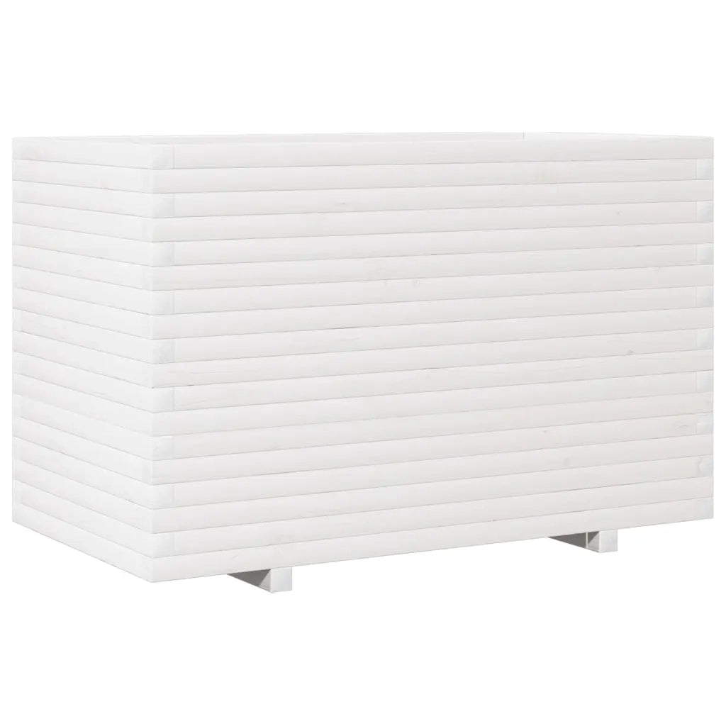 Fioriera da Giardino Bianca 110x60x72 cm Legno Massello di Pino 3282650