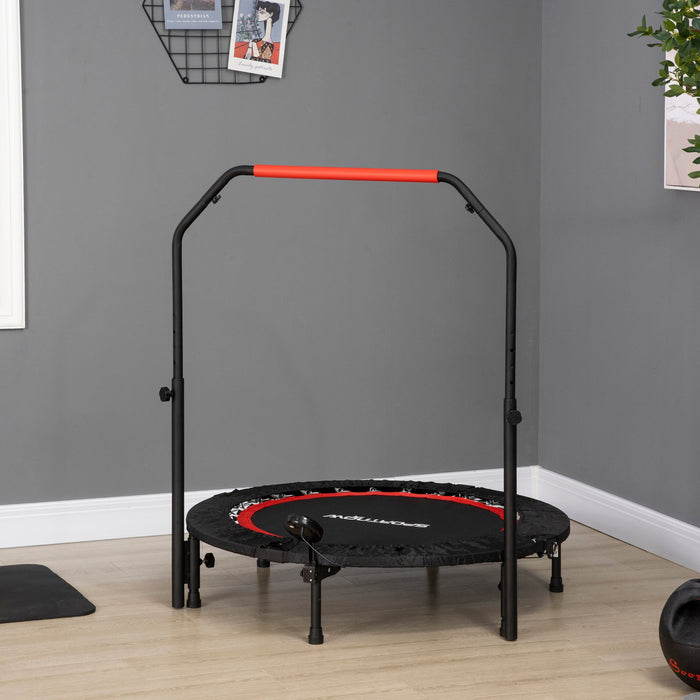 Mini Trampolino Fitness Ø102 cm Regolabile in Altezza Pieghevole con Manubrio Nero