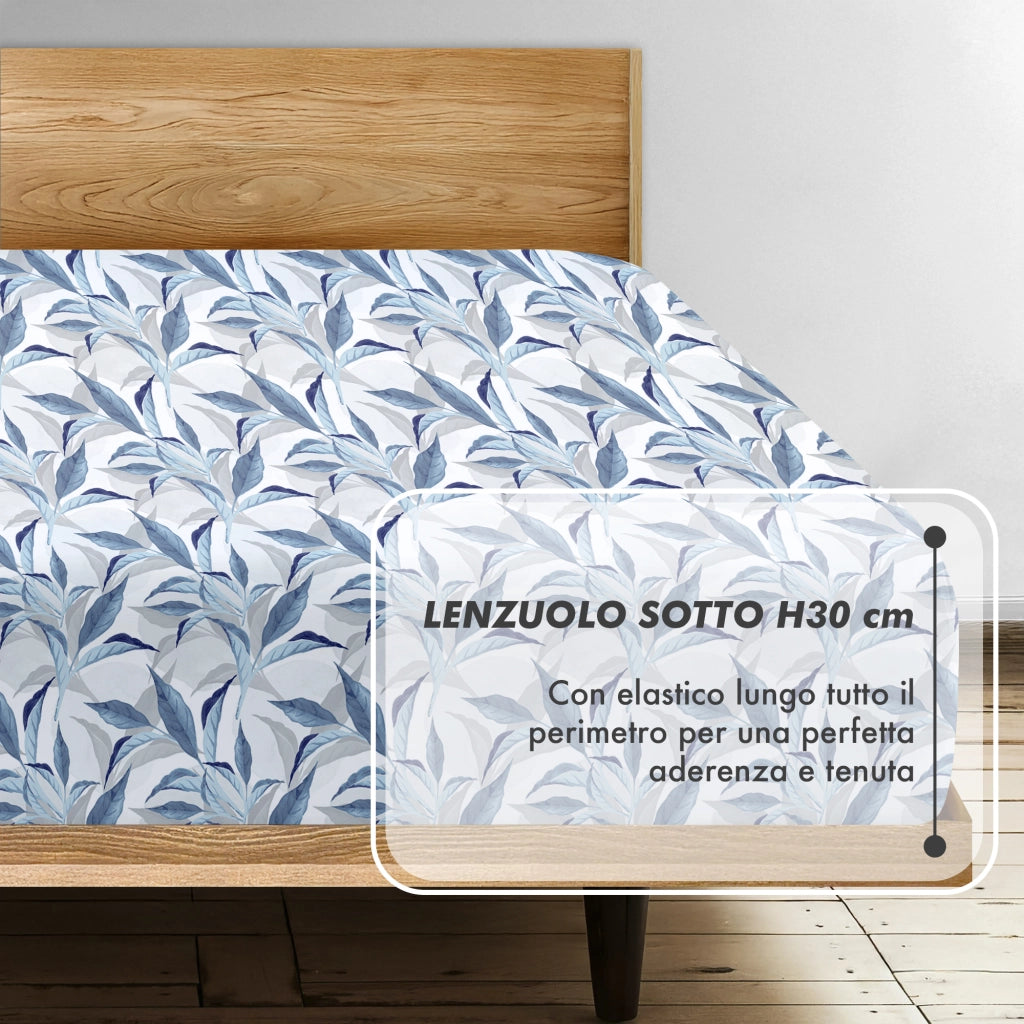 Completo Letto Matrimoniale No Stiro Set Lenzuola In Morbida Microfibra Anallergica Lenzuolo Sotto Con Angoli Elastici Fino 30 Cm, Lenzuolo Teso Sopra 2 Federe Prodotto Italiano  Fresh