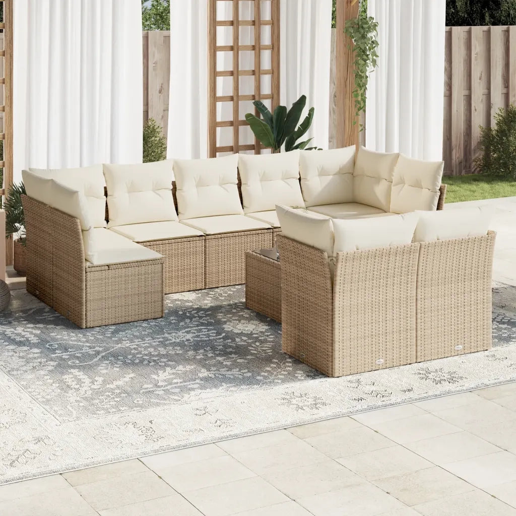 Set Divano da Giardino 10 pz con Cuscini Beige in Polyrattancod mxl 87781