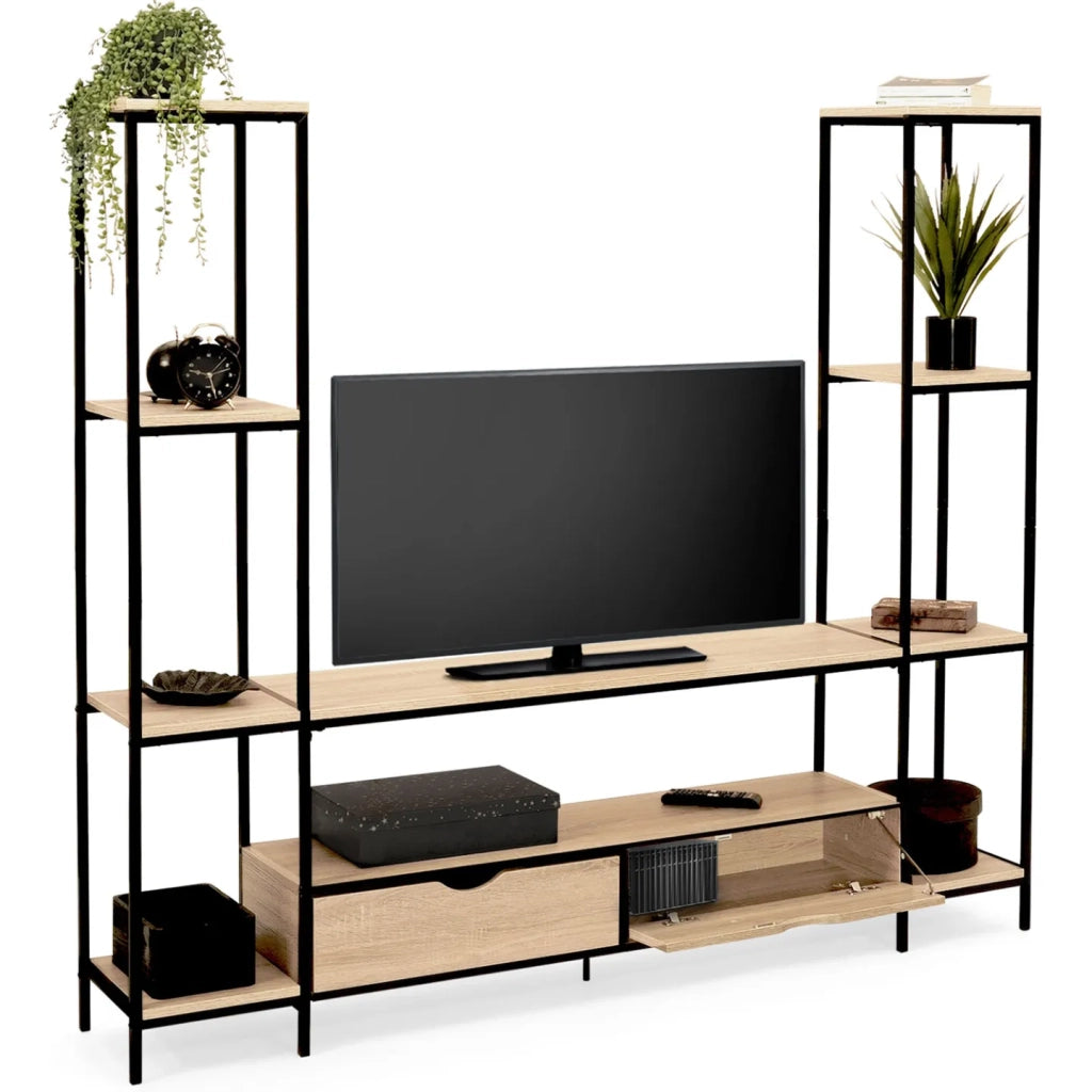 IDMarket - DETROIT Mobile TV da 164 cm con ripiani dal design industriale