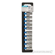 Set 10 Inserti Metrici Bi-Esagonali in Acciaio Chiave a Bussola 1/2" Silverline