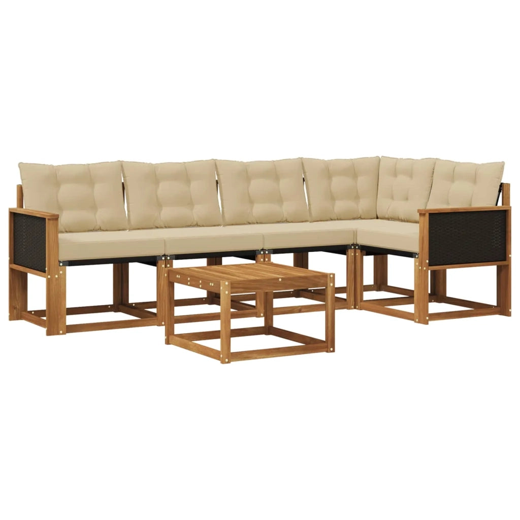 Set di divani da esterno 6 pz Naturale e Beige 3381961
