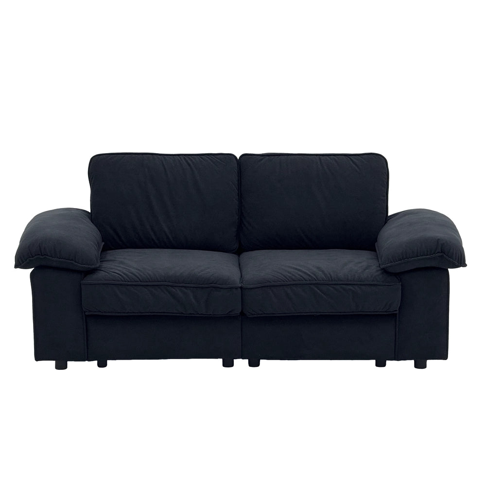 Divano 2 posti con contenitore ¨C Minimal ¨C Tessuto, struttura in legno, nero