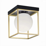 Trade Shop - Plafoniera Da Soffitto Lampada In Metallo Nero Bronzo Con Sfera In Vetro G9 C76-1 -
