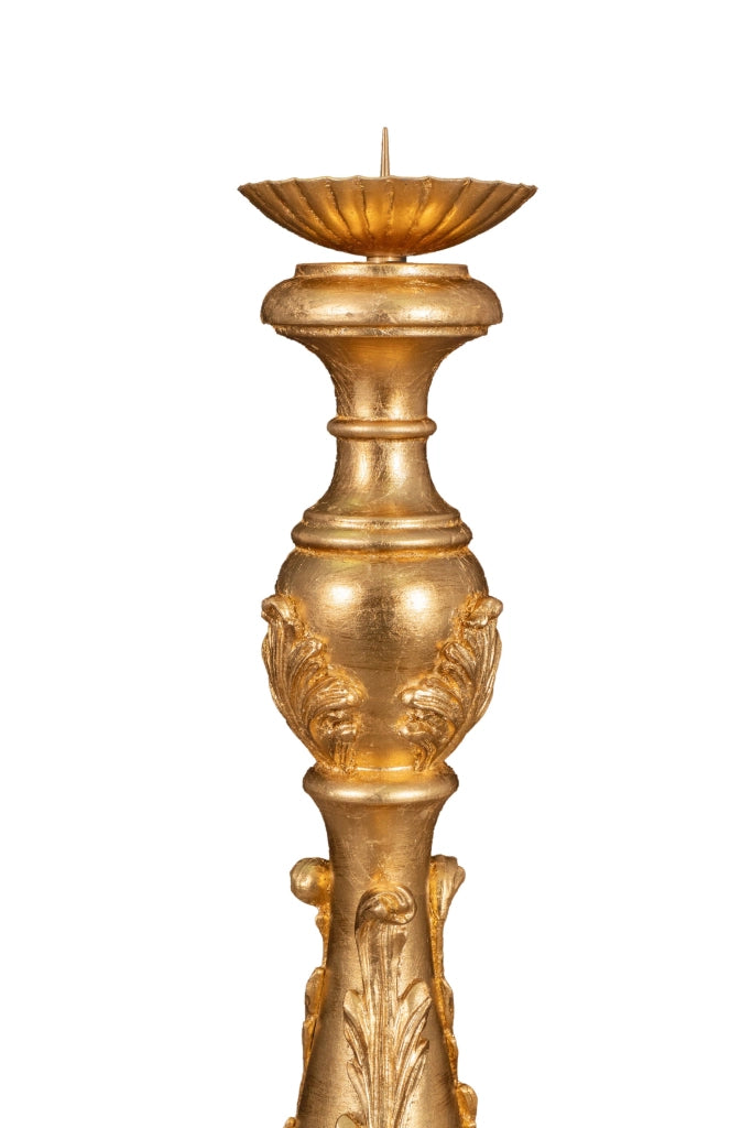 Biscottini CANDELIERE IN LEGNO FINITURA IN FOGLIA ORO ANTICATO ANTICATA MADE IN ITALY