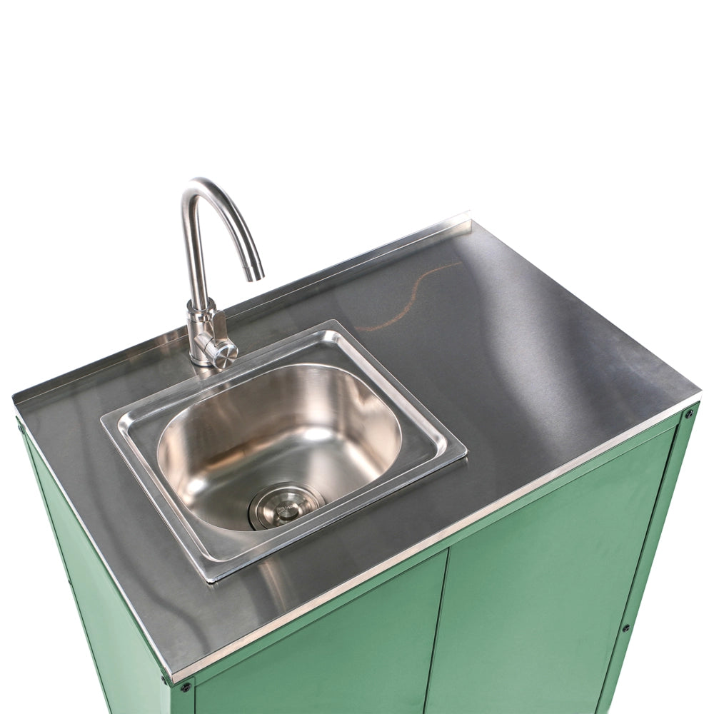 Mobiletto da giardino in acciaio con lavello e 2 ante ripiano in acciaio inox verde cucina da giardino da pranzo