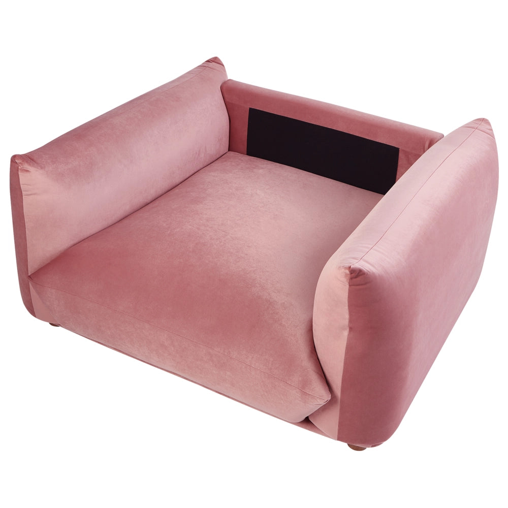 Poltrona velluto rosa Gambe di legno morbide Stile moderno arredamento scandinavo