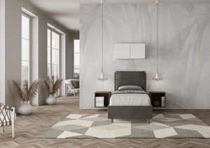 Letto Singolo 90x200 cm con Rete e Contenitore Antea Grigio