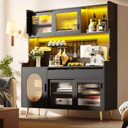 MADIA 145x39x171 cm in MDF nera con LED e pannello forato