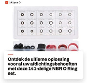 Set di O-ring 141 pezzi - Alta Resistenza All'Olio - Anelli di Aria - Diverse Dimensioni - Resistenti alle Sollecitazioni - Scatola di Plastica - Anelli di Aria