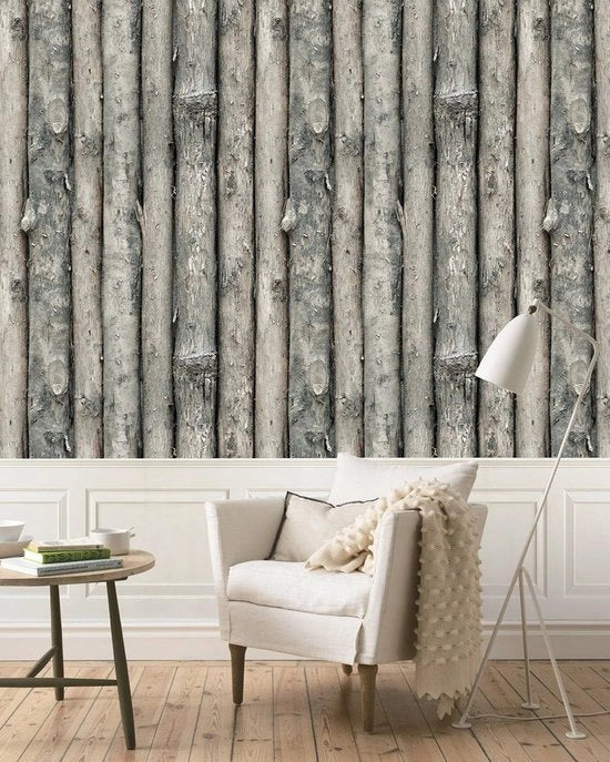 Vinile per parete a strisce orizzontali grigie e bianche - decorazione per pareti - 10 m