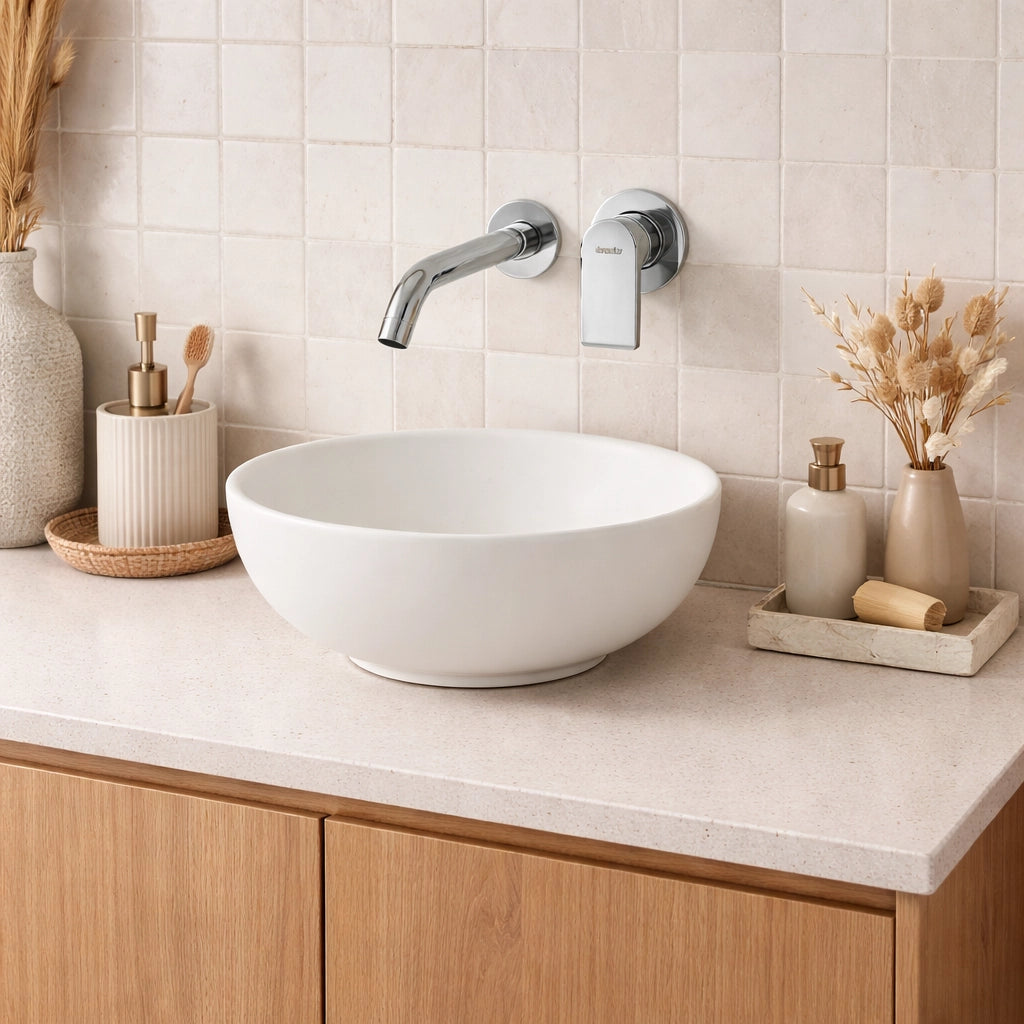 Rubinetto Lavabo Incasso Cromato a Parete Miscelatore 2 Fori 94006