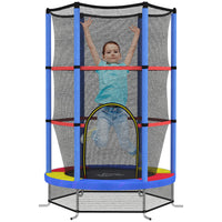 Tappeto Elastico per Bambini 3-6 Anni Ø140x190 cm con Rete di Protezione Multicolore