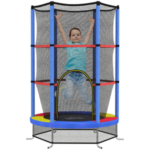 Tappeto Elastico per Bambini 3-6 Anni Ø140x190 cm con Rete di Protezione Multicolore
