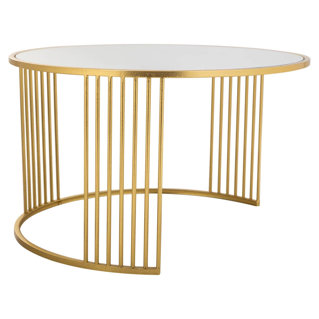Tavolino rotondo in metallo dorato 80x80x48