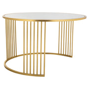 Tavolino rotondo in metallo dorato 80x80x48