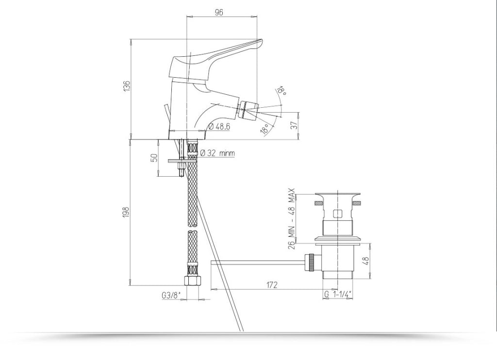 Coppia di miscelatori Paini serie Pilot Lavabo e bidet rubinetto piletta fissaggi