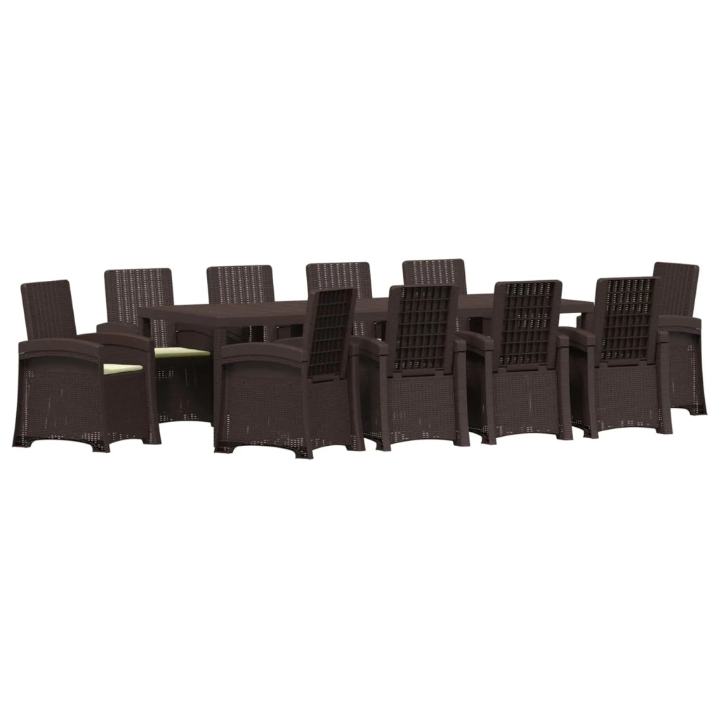 Set da Pranzo per Giardino 11 pz Marrone e Crema PP 3430171