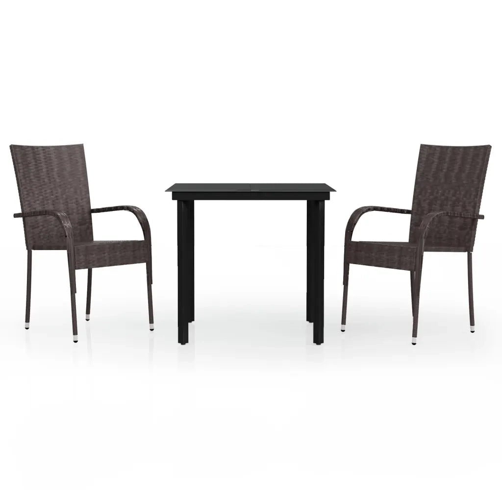 Set da Pranzo per Giardino 3 pz Marrone e Nero cod mxl 39869