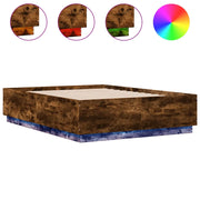 Letto matrimoniale | Letto per adulti | Giroletto con Luci LED Rovere Fumo 120x190 cm Legno Multistrato