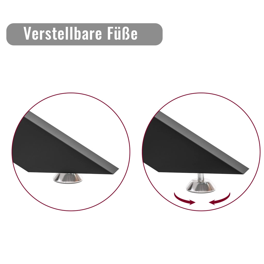 Tavolino basso in vetro temperato con struttura in metallo nero per soggiorno moderno rettangolare 120 × 60 × 46 cm
