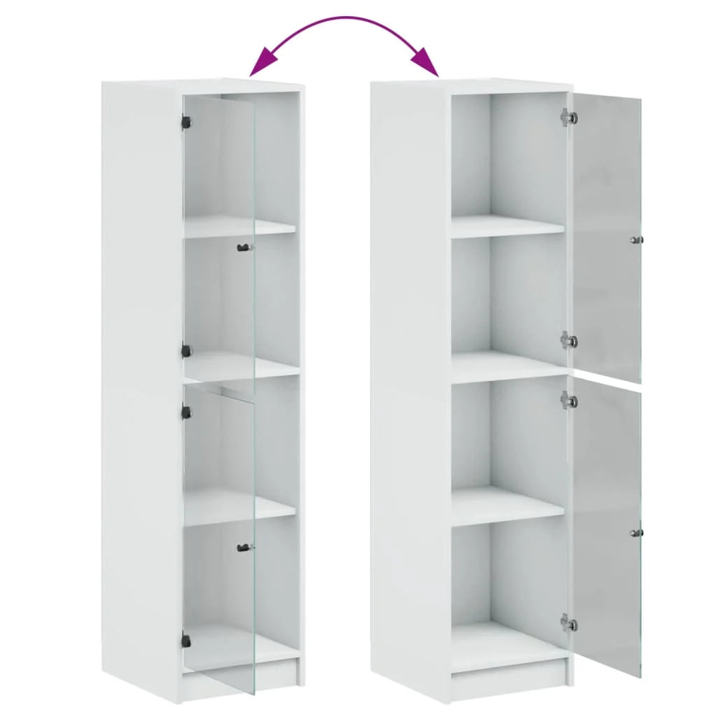 Buffet credenza cassettiera mobiletto mobile contenitore organizer per cucina soggiorno salotto con ante in vetro 35 x 37 x 142 cm bianco 02_0030109