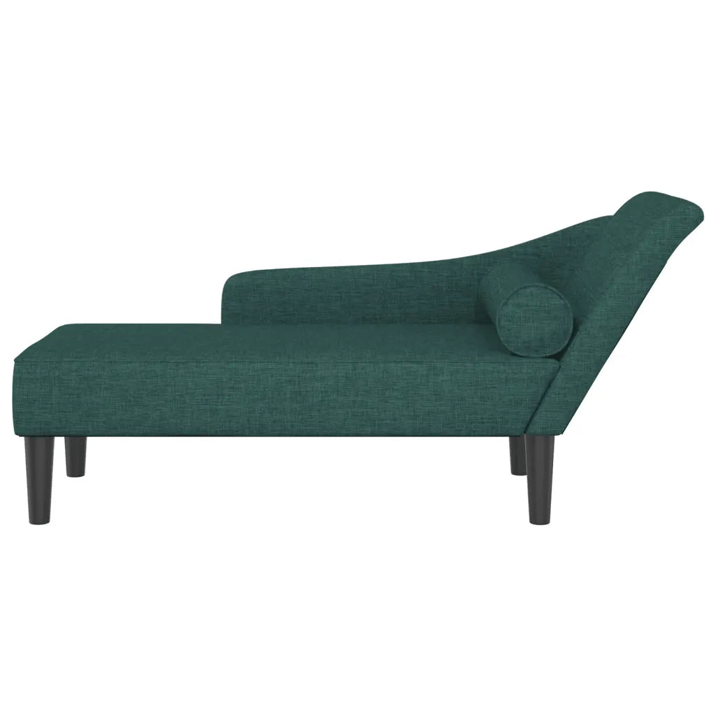 Chaise Longue con Cuscini Verde Scuro in Tessuto CFW4647451