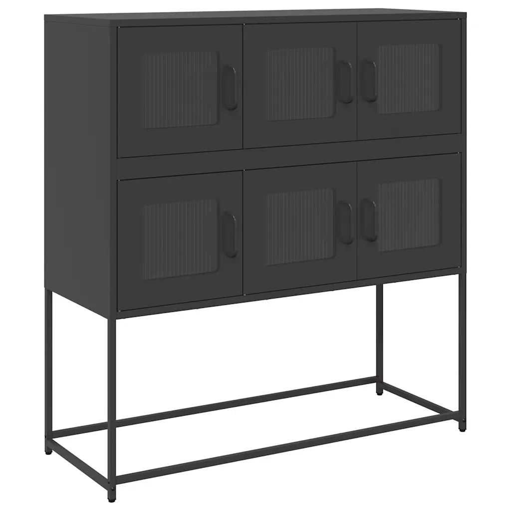 Credenza Nera 100,5x39x107 cm in Acciaio Laminato a Freddo 853422