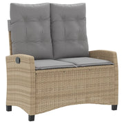 Panchina Reclinabile da Giardino | Panca da Giardino con Cuscini Beige in Polyrattan